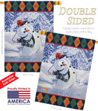 Snowman Golf - Winter Wonderland Winter Vertical Impressions Decorative Flags HG114119 Made In USA