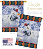 Snowman Golf - Winter Wonderland Winter Vertical Impressions Decorative Flags HG114119 Made In USA