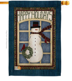 Happy Holidays Snowman - Winter Wonderland Winter Vertical Impressions Decorative Flags HG114164 Made In USA