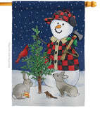 Lumberjack Snowmen - Winter Wonderland Winter Vertical Impressions Decorative Flags HG114211 Made In USA