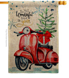 Winter Scooter - Winter Wonderland Winter Vertical Impressions Decorative Flags HG114252 Made In USA