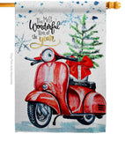 Winter Scooter - Winter Wonderland Winter Vertical Impressions Decorative Flags HG114252 Made In USA