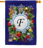 Winter F Initial - Winter Wonderland Winter Vertical Impressions Decorative Flags HG130084 Made In USA