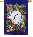 Winter L Initial - Winter Wonderland Winter Vertical Impressions Decorative Flags HG130090 Made In USA
