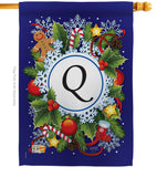 Winter Q Initial - Winter Wonderland Winter Vertical Impressions Decorative Flags HG130095 Made In USA