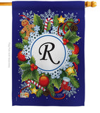 Winter R Initial - Winter Wonderland Winter Vertical Impressions Decorative Flags HG130096 Made In USA