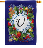 Winter U Initial - Winter Wonderland Winter Vertical Impressions Decorative Flags HG130099 Made In USA