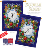 Winter X Initial - Winter Wonderland Winter Vertical Impressions Decorative Flags HG130102 Made In USA
