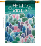 Winter Hello - Winter Wonderland Winter Vertical Impressions Decorative Flags HG130290 Made In USA