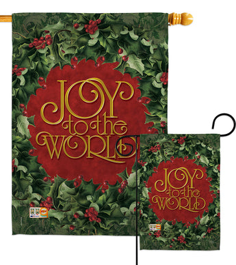 Joy To The World Wreath - Winter Wonderland Winter Vertical Impressions Decorative Flags HG114136 Made In USA