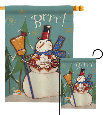 Winter Snowman Brrr! - Winter Wonderland Winter Vertical Impressions Decorative Flags HG114159 Made In USA