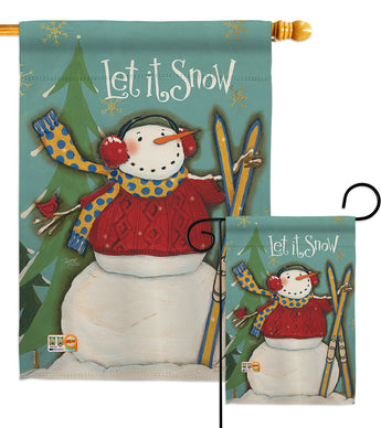 Let It Snow Snowman - Winter Wonderland Winter Vertical Impressions Decorative Flags HG114160 Made In USA