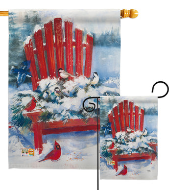 Red Chair in Winter - Winter Wonderland Winter Vertical Impressions Decorative Flags HG114193 Made In USA