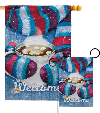 Mittens and Cocoa - Winter Wonderland Winter Vertical Impressions Decorative Flags HG114217 Made In USA