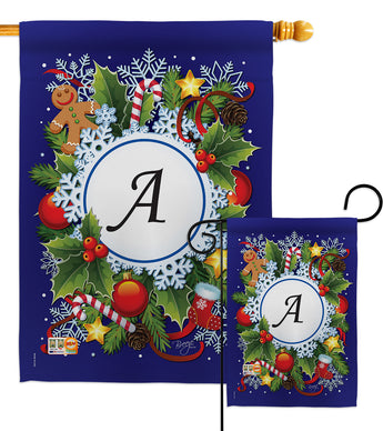 Winter A Initial - Winter Wonderland Winter Vertical Impressions Decorative Flags HG130079 Made In USA