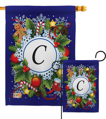 Winter C Initial - Winter Wonderland Winter Vertical Impressions Decorative Flags HG130081 Made In USA