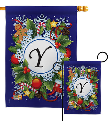 Winter Y Initial - Winter Wonderland Winter Vertical Impressions Decorative Flags HG130103 Made In USA