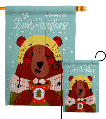 Warm Bear Wishes - Winter Wonderland Winter Vertical Impressions Decorative Flags HG130287 Made In USA