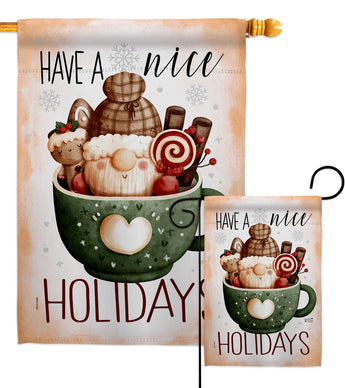 Hot Coco Gnome - Winter Wonderland Winter Vertical Impressions Decorative Flags HG130304 Made In USA