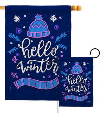 Hello Winter - Winter Wonderland Winter Vertical Impressions Decorative Flags HG137258 Made In USA