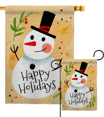 Happy Snowman - Winter Wonderland Winter Vertical Impressions Decorative Flags HG137614 Made In USA