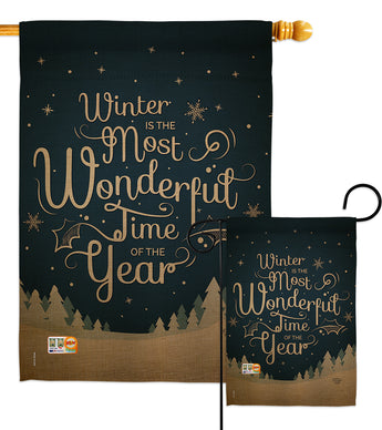 Winter is Most Wonderful Time - Winter Wonderland Winter Vertical Impressions Decorative Flags HG191086 Made In USA