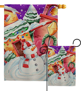 Frosted Snowman - Winter Wonderland Winter Vertical Impressions Decorative Flags HG192292 Made In USA