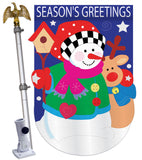 Season's Greetings - Winter Wonderland Winter Vertical Applique Decorative Flags HG114059