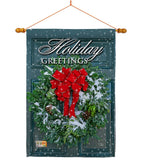 Holiday Greeting Wreath - Winter Wonderland Winter Vertical Impressions Decorative Flags HG114138 Made In USA