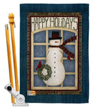 Happy Holidays Snowman - Winter Wonderland Winter Vertical Impressions Decorative Flags HG114164 Made In USA