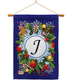 Winter J Initial - Winter Wonderland Winter Vertical Impressions Decorative Flags HG130088 Made In USA