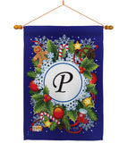 Winter P Initial - Winter Wonderland Winter Vertical Impressions Decorative Flags HG130094 Made In USA