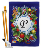 Winter P Initial - Winter Wonderland Winter Vertical Impressions Decorative Flags HG130094 Made In USA