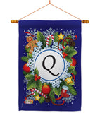 Winter Q Initial - Winter Wonderland Winter Vertical Impressions Decorative Flags HG130095 Made In USA