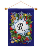 Winter R Initial - Winter Wonderland Winter Vertical Impressions Decorative Flags HG130096 Made In USA