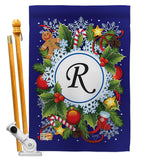 Winter R Initial - Winter Wonderland Winter Vertical Impressions Decorative Flags HG130096 Made In USA
