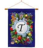 Winter T Initial - Winter Wonderland Winter Vertical Impressions Decorative Flags HG130098 Made In USA