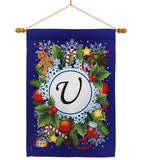 Winter U Initial - Winter Wonderland Winter Vertical Impressions Decorative Flags HG130099 Made In USA