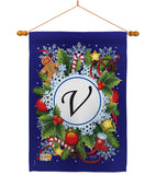 Winter V Initial - Winter Wonderland Winter Vertical Impressions Decorative Flags HG130100 Made In USA