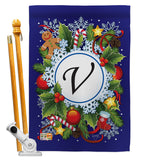 Winter V Initial - Winter Wonderland Winter Vertical Impressions Decorative Flags HG130100 Made In USA