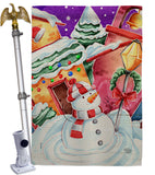 Frosted Snowman - Winter Wonderland Winter Vertical Impressions Decorative Flags HG192292 Made In USA