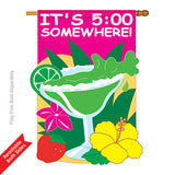 Two Group H115049-P2 5 Somewhere Happy Hour & Drinks Beverages Applique Decorative Vertical 28" x 40" Double Sided House Flag