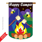 Two Group H115066-P2 Happy Camper Nature Outdoor Applique Decorative Vertical 28" x 40" Double Sided House Flag