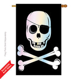 Two Group H115031-P2 Jolly Roger Coastal Pirate Applique Decorative Vertical 28" x 40" Double Sided House Flag