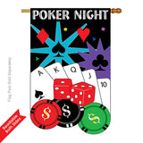 Two Group H115053-P2 Poker Night Interests Hobbies Applique Decorative Vertical 28" x 40" Double Sided House Flag