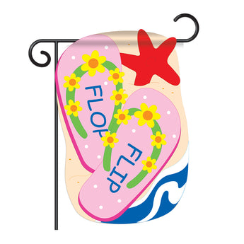 Two Group G165046-P2 Flip Flop Summer Fun In The Sun Applique Decorative Vertical 13" x 18.5" Double Sided Garden Flag
