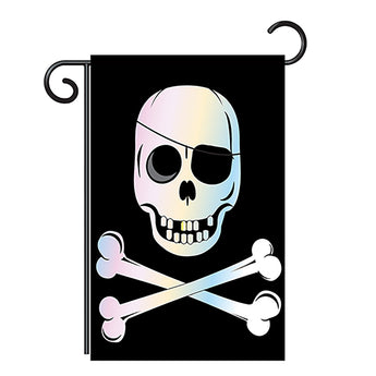 Two Group G165031-P2 Jolly Roger Coastal Pirate Applique Decorative Vertical 13" x 18.5" Double Sided Garden Flag