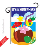 Two Group G165067-P2 Tropical Hour Happy & Drinks Beverages Applique Decorative Vertical 13" x 18.5" Double Sided Garden Flag