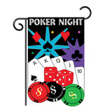 Two Group G165053-P2 Poker Night Garden Interests Hobbies Applique Decorative Vertical 13" x 18.5" Double Sided Flag