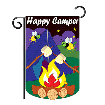 Two Group G165066-P2 Happy Camper Nature Outdoor Applique Decorative Vertical 13" x 18.5" Double Sided Garden Flag